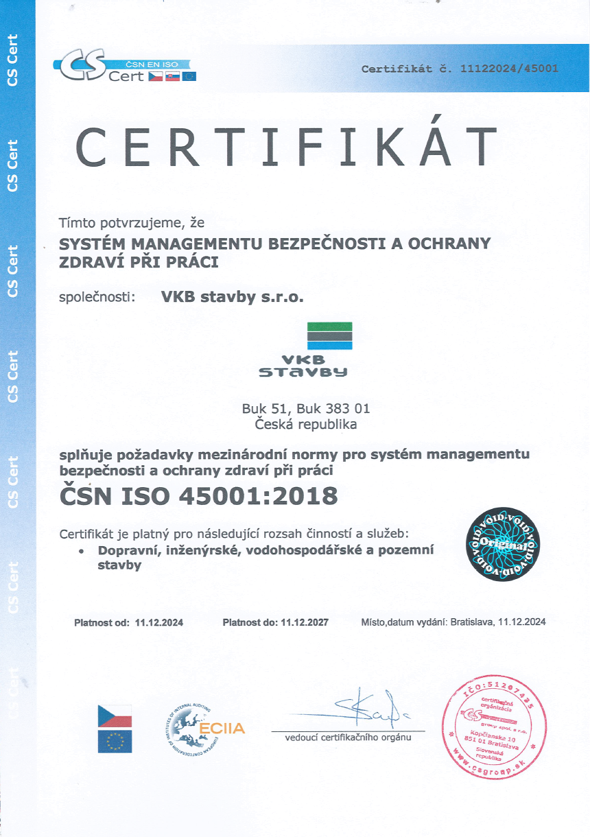 ČSN EN ISO 45001:2018 Systém managementu bezpečnosti a ochrany zdraví při práci